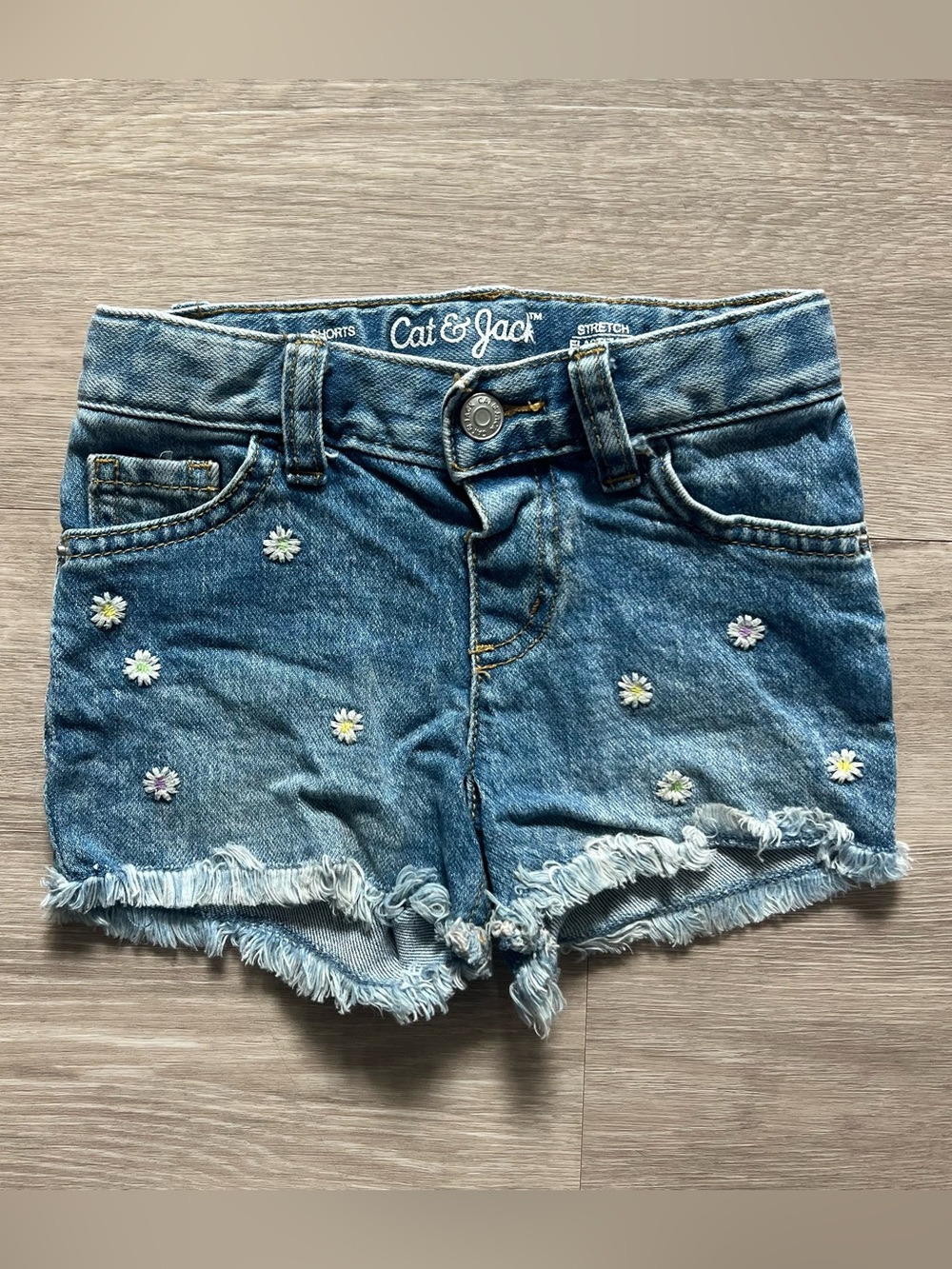 Cat & Jack Blue Denim Daisy Embroidered Shorts